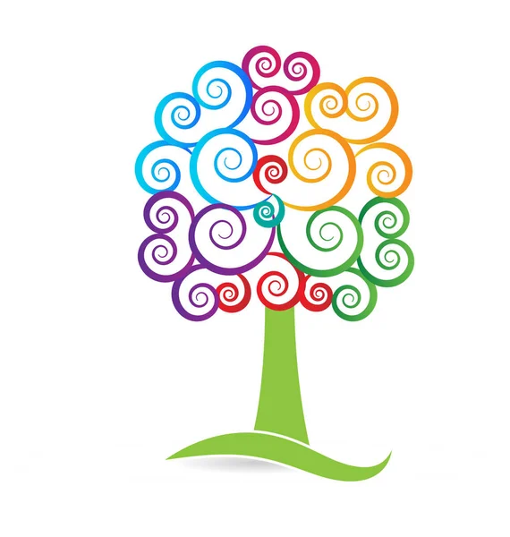 Swirly icono de estilo de árbol multicolor — Vector de stock