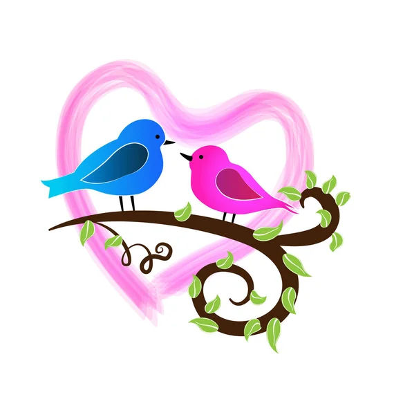 Liebe Vögel valentine Herz, Vektor-Logo-Symbol — Stockvektor