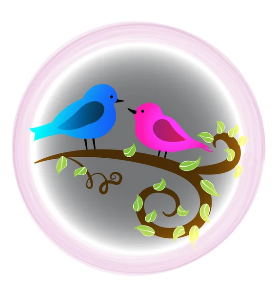 Oiseaux aimants coeur de Saint-Valentin, symbole de logo vectoriel — Image vectorielle