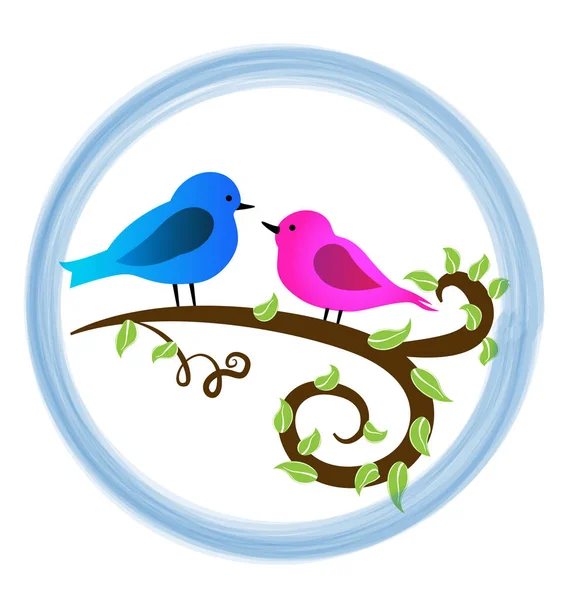 Oiseaux aimants coeur de Saint-Valentin, symbole de logo vectoriel — Image vectorielle