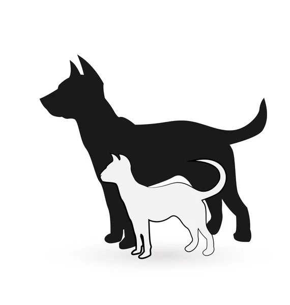 Pes a kočka pózuje společně vektorové ikony — Stockový vektor