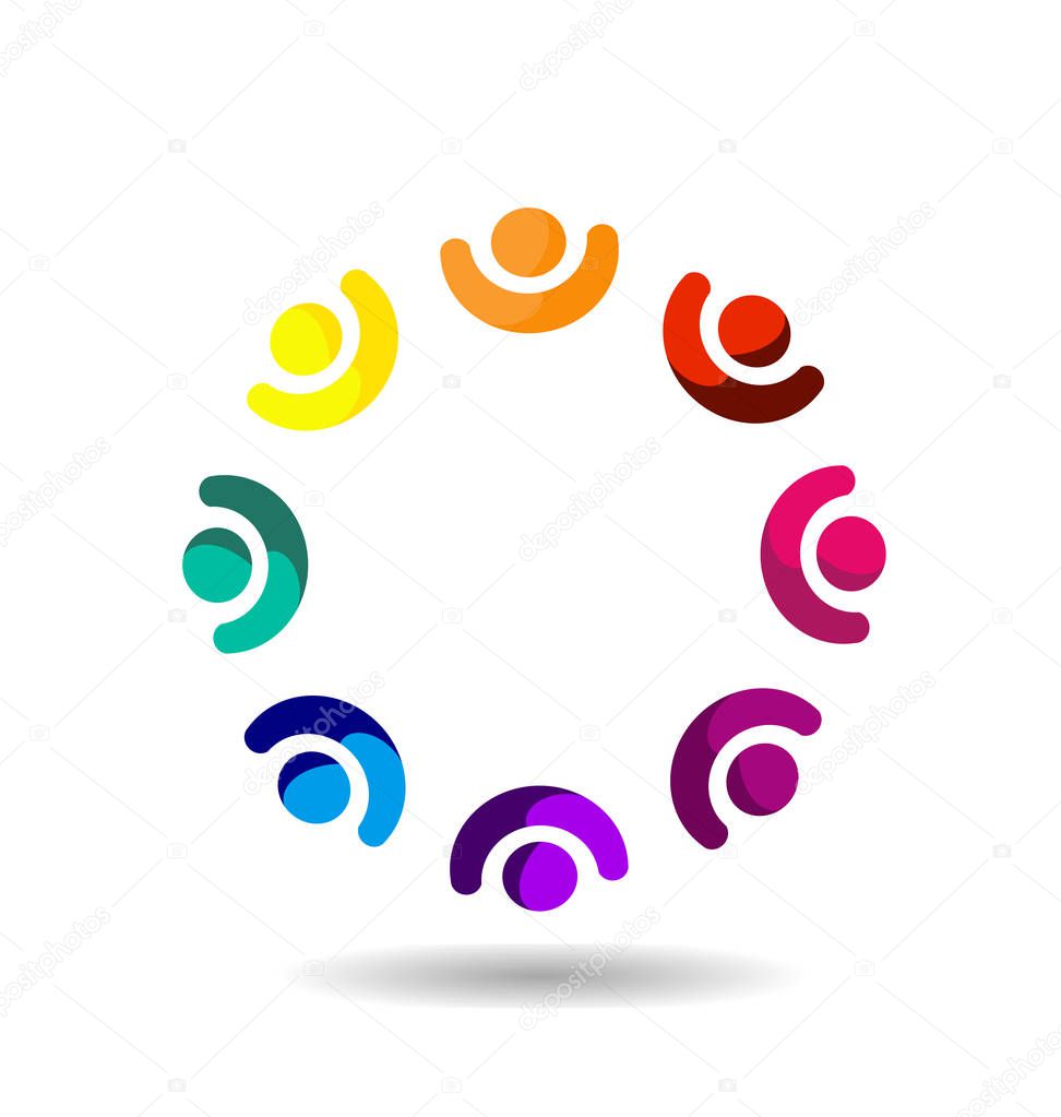 Colorful group of teamwork people icon vector