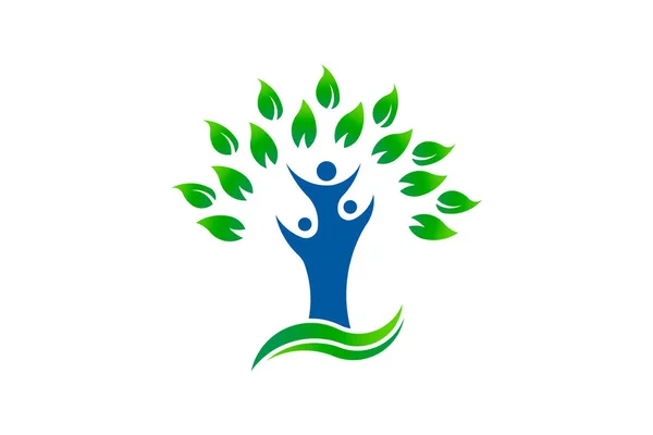 緑の木人環境有機ロゴ — ストックベクタ