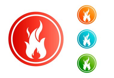 Alev negatif boşluk ile ateş. Vektör Set