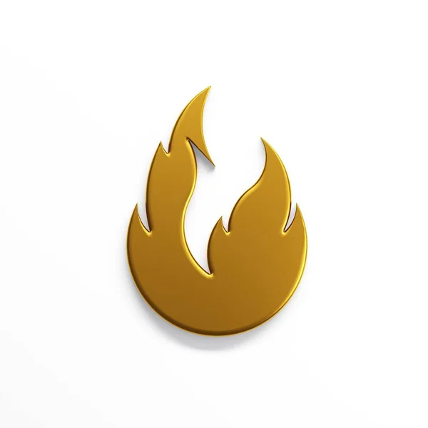 Flamme de feu d'or avec espace négatif. Illustration de rendu 3D — Photo