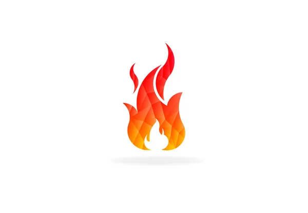 Eld Flamma Med Negativa Utrymme Låg Poly Vektor Logo Design — Stock vektor