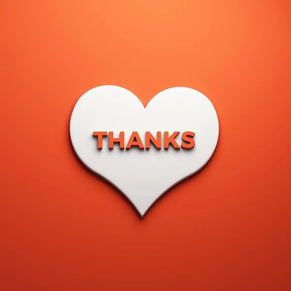 Corazón con texto de agradecimiento, ilustración de renderizado 3D —  Fotos de Stock