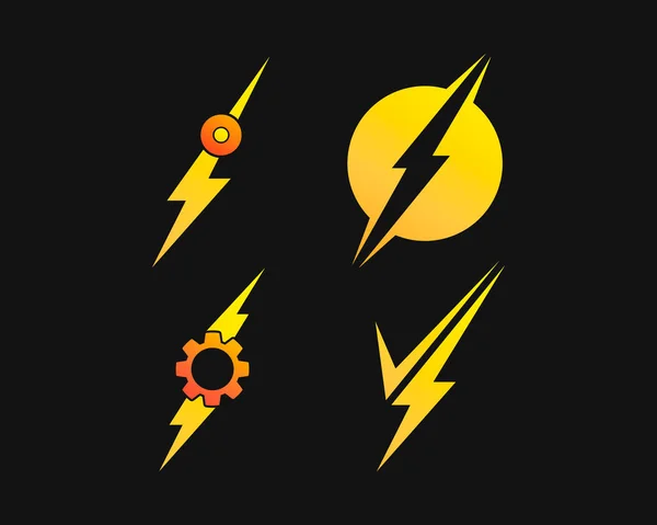 Lightning bolt, electricity power vector set — Stock Vector