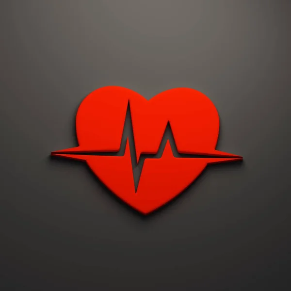 3D Heart beat cardiogram render — Stock Photo, Image