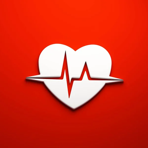 3D Heart beat cardiogram render — Stock Photo, Image