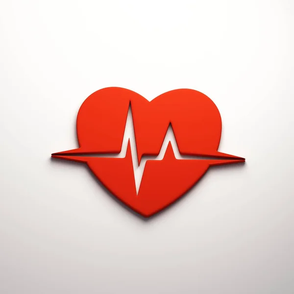 3D srdce bít kardiogram vykreslení — Stock fotografie