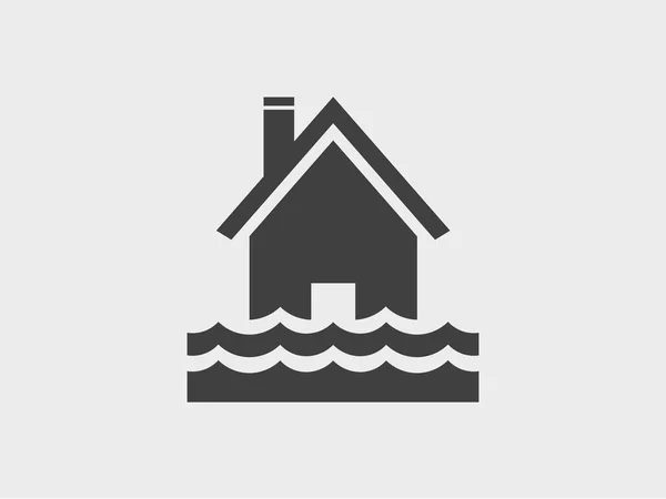 Maison inondation d'eau, icône — Image vectorielle