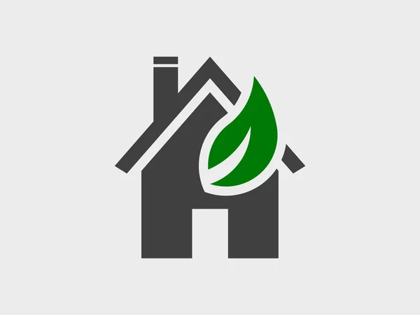 Maison et éco-feuille, vecteur icône — Image vectorielle