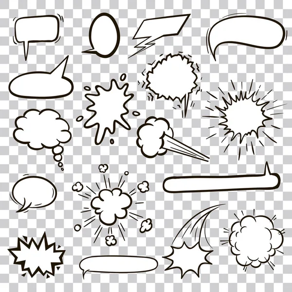 düz siyah konuşma balonları. çizilmiş simgeler el