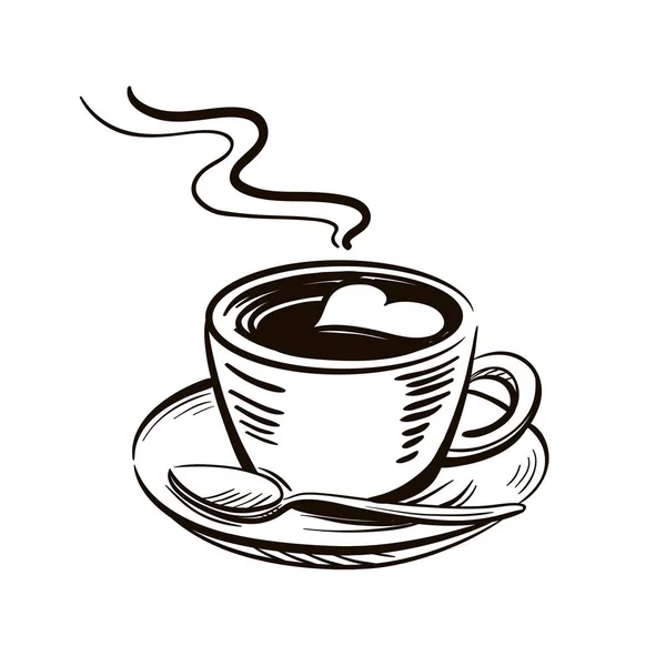 杯拿铁艺术热新鲜准备在白色的咖啡 — 图库矢量图片