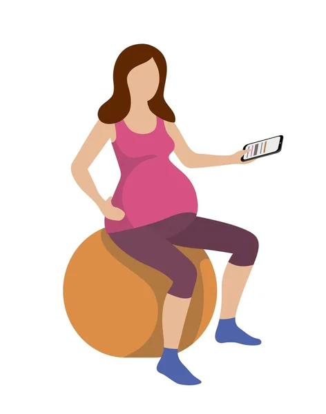 Donna incinta si siede sul divano e legge — Vettoriale Stock