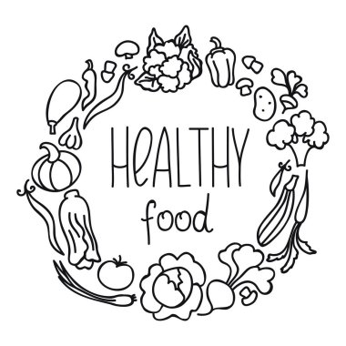 sebze yazıt ile siyah beyaz skeç