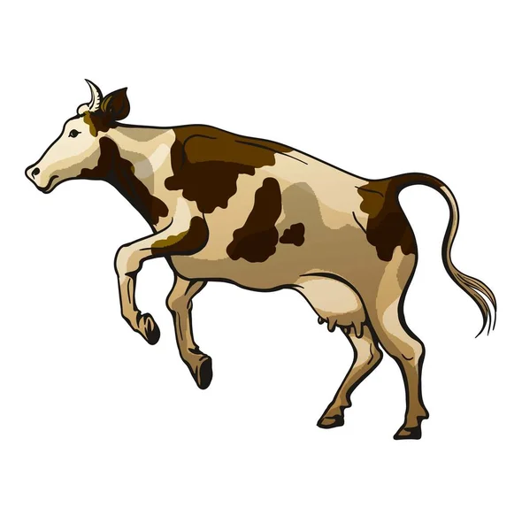 Picture of a jumping cow on a white background — Stock Vector