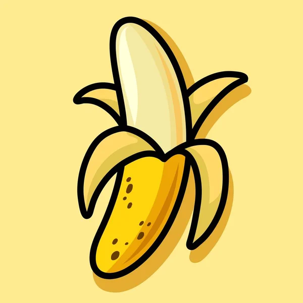 Banane mûre sur fond beige. illustration plate — Image vectorielle
