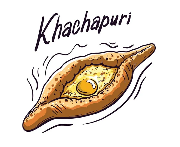 Khachapuri natural. delicioso e confeitaria de dar água na boca. ilustração vetorial de cor — Vetor de Stock