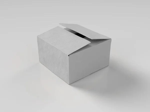 Boîte Carton Sur Blanc — Photo