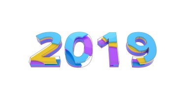 2019 eğlenceli sayı üzerine beyaz