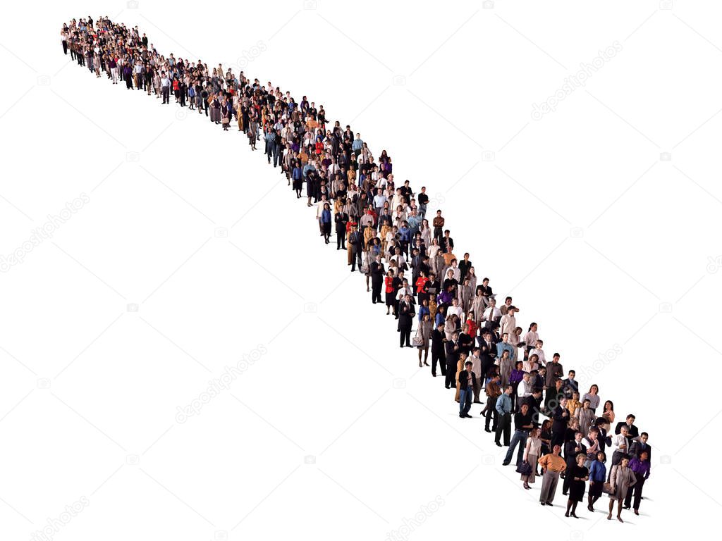 large group of people waiting in line