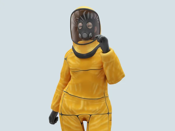 Людина Жовтому Костюмі Туманом — стокове фото