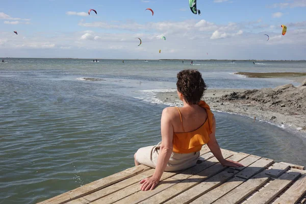 Kitesurfing Ohništi Azovského Moře — Stock fotografie