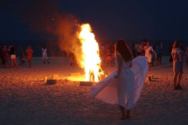 Fedotova Kosa 'nın sahil hayatı, Azov denizi, Ukrayna