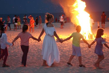 Fedotova Kosa 'nın sahil hayatı, Azov denizi, Ukrayna