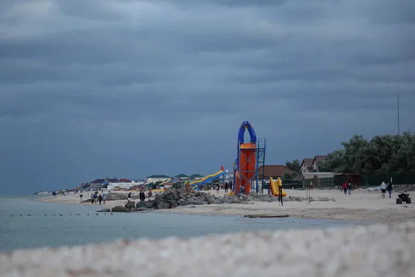 Fedotova Kosa Nın Sahil Hayatı Azov Denizi Ukrayna — Stok fotoğraf
