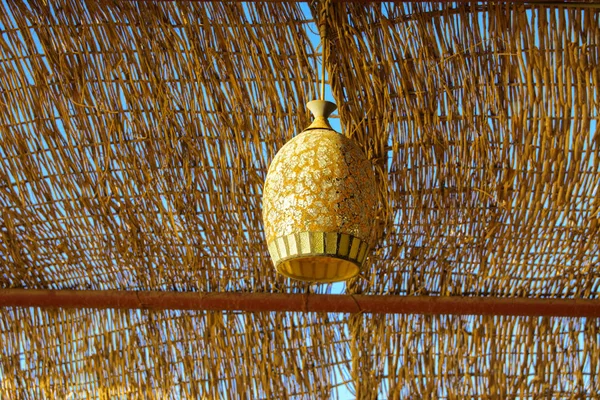 Dusty Old Street Lamp Arabic Style Hanging Ceiling Wicker Wooden — Stock Photo, Image