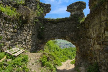 Khust şehir (Drakula Şatosu) kale antik kalıntıları. bir savunma işlevinin uygulandığı ve birçok savaşta önemli bir rol oynamıştır bir büyük ve güçlü kalesi. Ukrayna, Europe