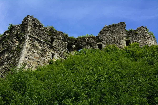 Starożytne Ruiny Zamku Miasta Chust Zamek Drakuli Wielki Potężny Zamek — Zdjęcie stockowe
