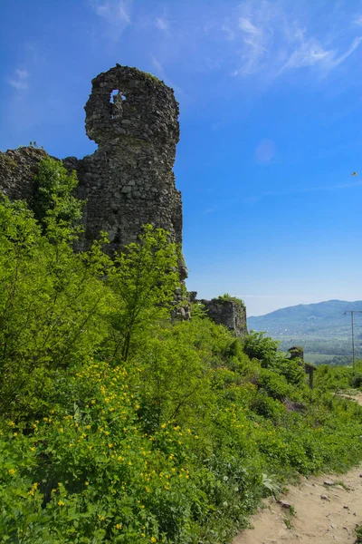 Ancient Ruins Castle Town Khust Dracula Castle Huge Powerful Castle — Stock Photo, Image