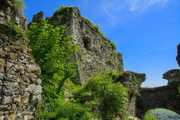 Ancient Ruins Castle Town Khust Dracula Castle Huge Powerful Castle — Stock Photo, Image