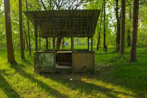 Die Ruinen Eines Verlassenen Sanatoriums Aus Sowjetzeiten Inmitten Eines Dichten — Stockfoto