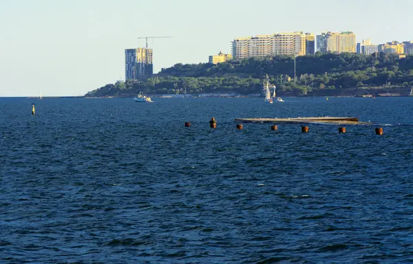 Magnífico Panorama Vista Desde Mar Hasta Franja Costera Ciudad Antes —  Fotos de Stock