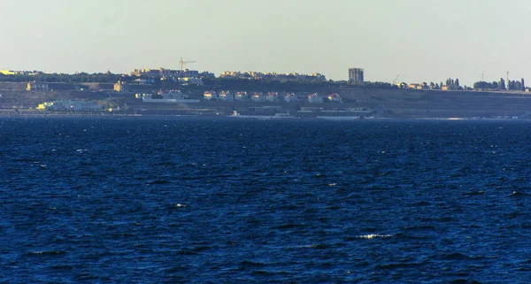 Magnifika Panorama Utsikten Från Havet Till Den Kustnära Remsan Staden — Stockfoto