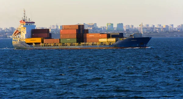 Odessa Ukraine August 2018 Large Cargo Ship Transports Containers Open — Stock Photo, Image