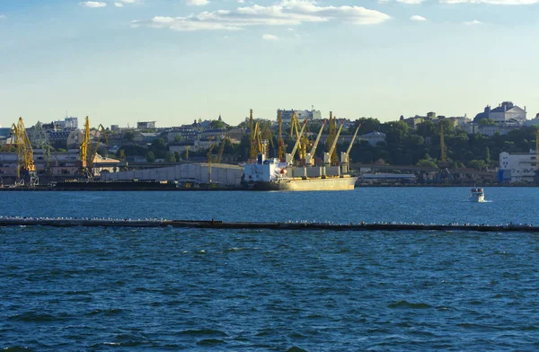 Odessa Ukrayna Ağustos 2018 Büyük Çalışma Containerships Yumuşak Renkleri Güzel — Stok fotoğraf