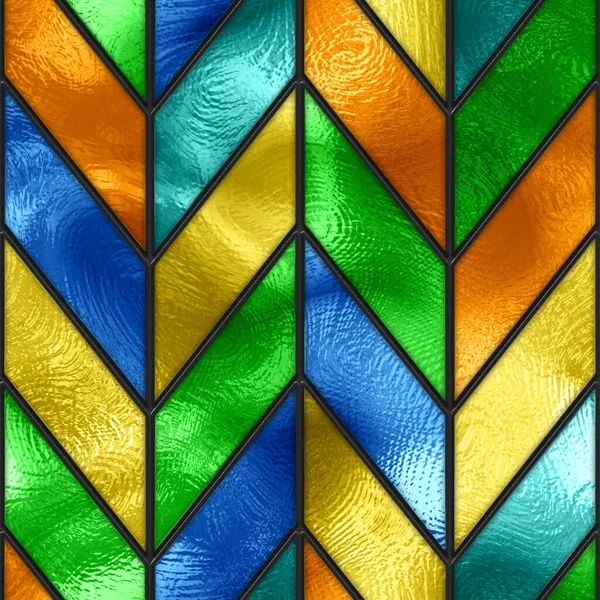 Färgat Glas Sömlös Konsistens Med Geometriskt Mönster För Fönster Chevron — Stockfoto