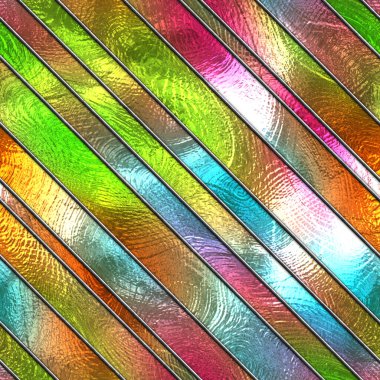 Pencereler için geometrik desenli lekelenmemiş cam, renkli cam, 3D illüstrasyon