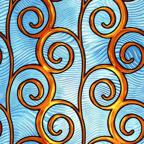 Бесшовная Текстура Витражей Рисунком Закручивания Окон Цветного Стекла Иллюстрация — стоковое фото