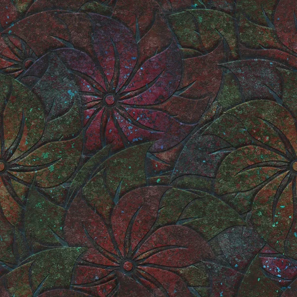 Patrón Flores Metal Óxido Textura Sin Costura Ilustración —  Fotos de Stock