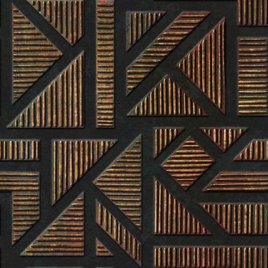 Geometrik desenli bronz metalik dikişsiz doku, 3 boyutlu illüstrasyon, 3 boyutlu panel