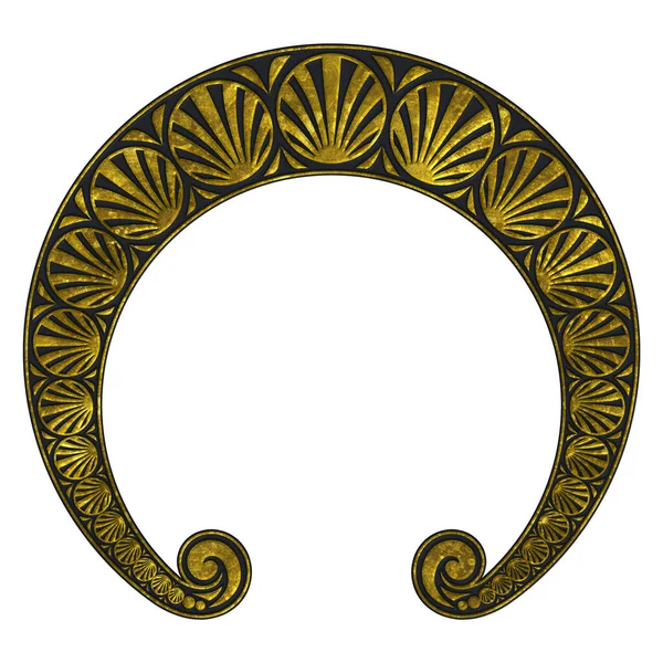アールヌーボー ブラック ゴールドの丸枠とレリーフ 3Dイラスト — ストック写真