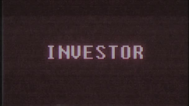 rétro jeu vidéo INVESTISSEUR mot texte ordinateur vieux tv glitch interférence bruit écran animation boucle transparente Nouvelle qualité universelle vintage mouvement dynamique animé fond coloré joyeux vidéo m 