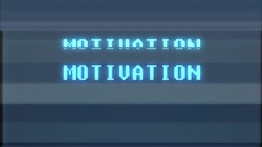 Retro videogame motivasyon kelime metin bilgisayar tv arıza parazit gürültü ekran animasyon sorunsuz döngü yeni kalite evrensel vintage hareket dinamik animasyonlu arka plan renkli neşeli video m
